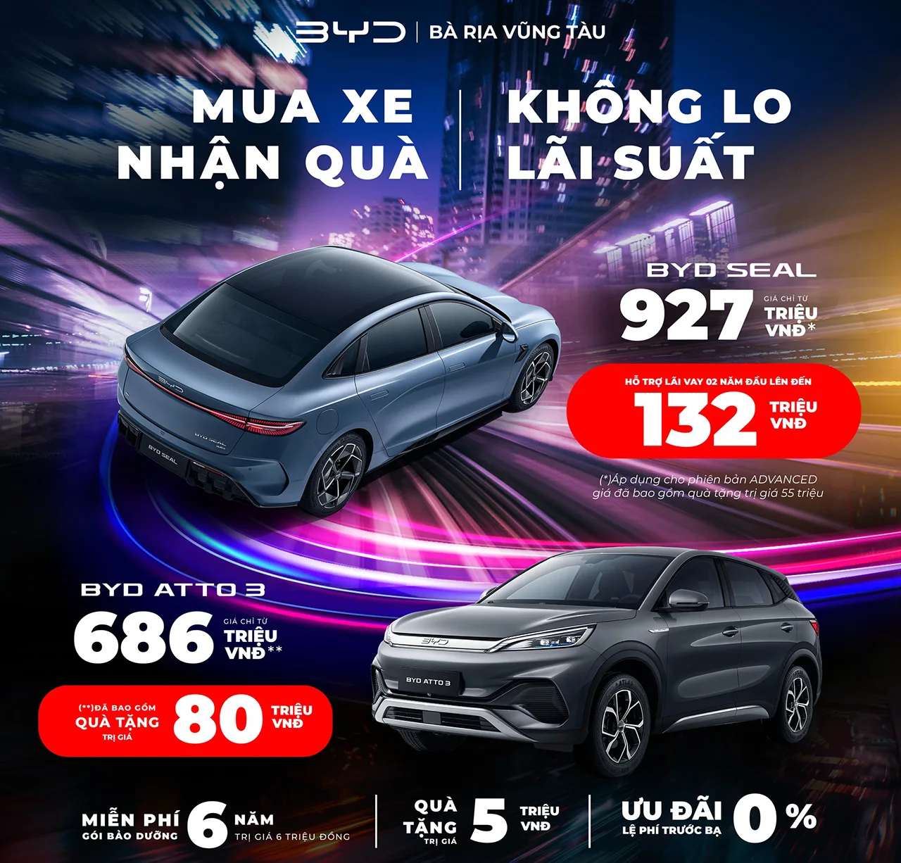 Ưu đãi mua xe điện BYD tháng 05/2025: MUA XE NHẬN QUÀ – KHÔNG LO LÃI SUẤT